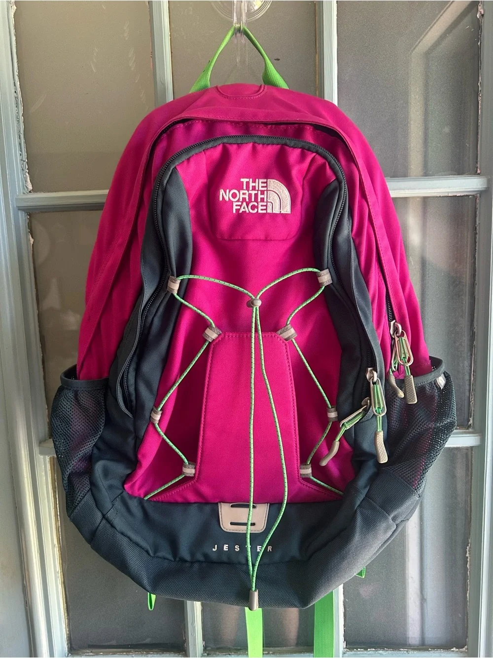 The North Face Jester Backpack Laptop Travel  Women’s Magenta Pink Lime Green